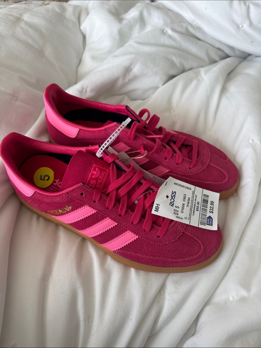 adidas Women's Suede Sneakers in Fuchsia and Hot Pink